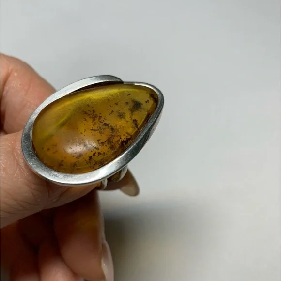 925 Sterling Silver and amber ring size7 / 052024-RG0050 B - Picture 7 of 10
